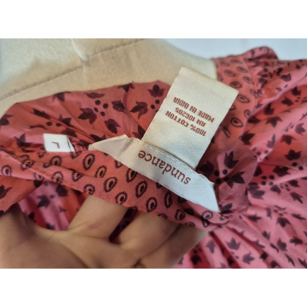 Sundance Womens Pink Floral 100% Cotton V-Neck Blouse Top Large - Picture 6 of 6